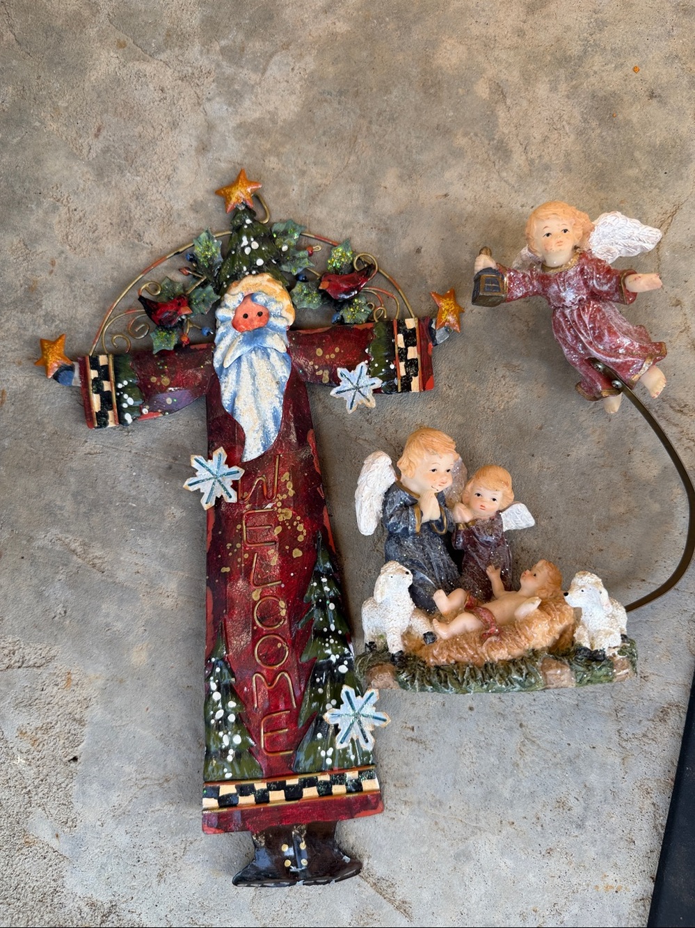 Angel Nativity Figurine Set and Santa